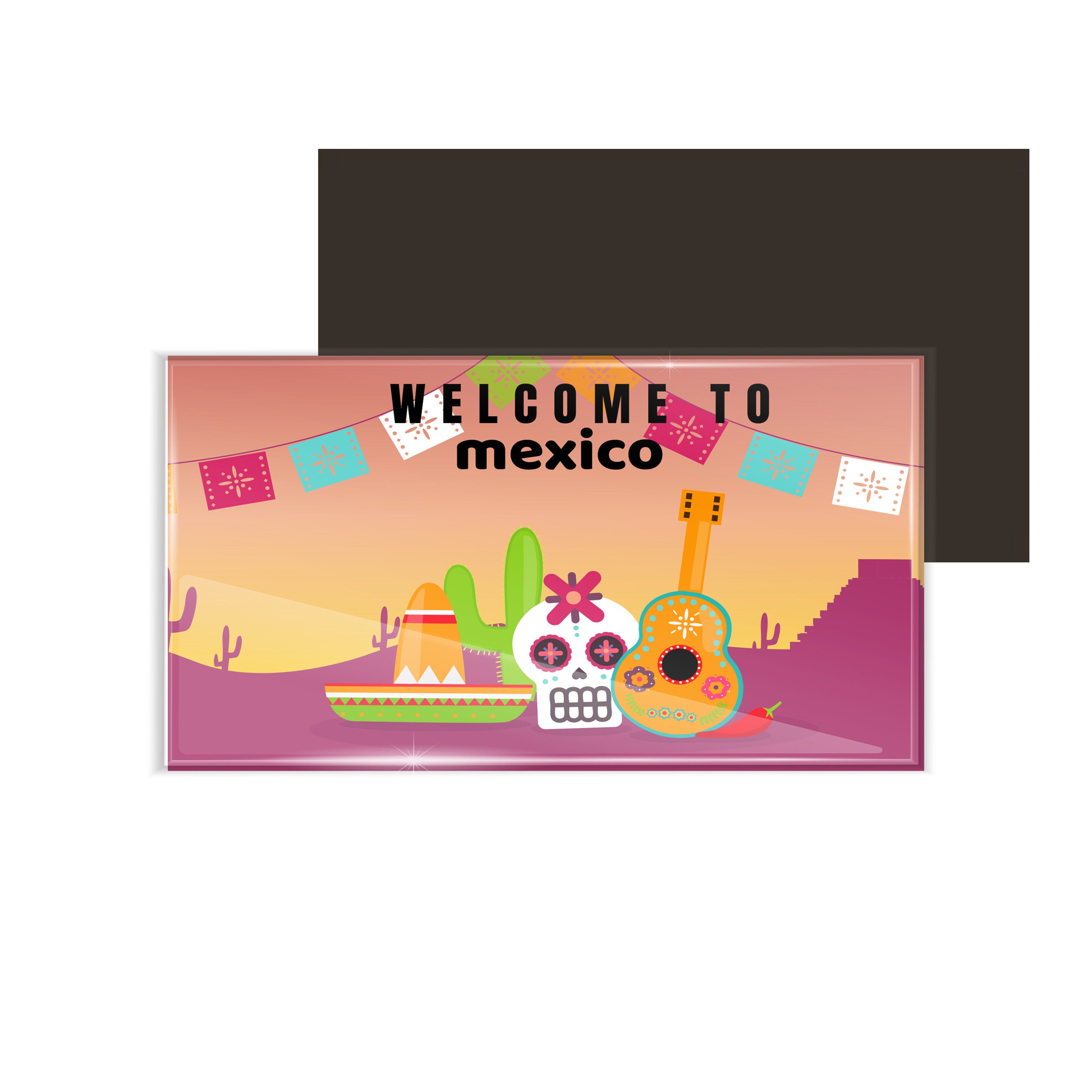 dhcrafts Fridge Magnet Rectangle Acrylic Glass (8.6 x 5.4 cm) Multicolor Travel Mexico D3 Design Pack of 1